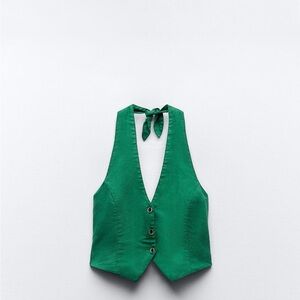 Green Halter linen Vest
